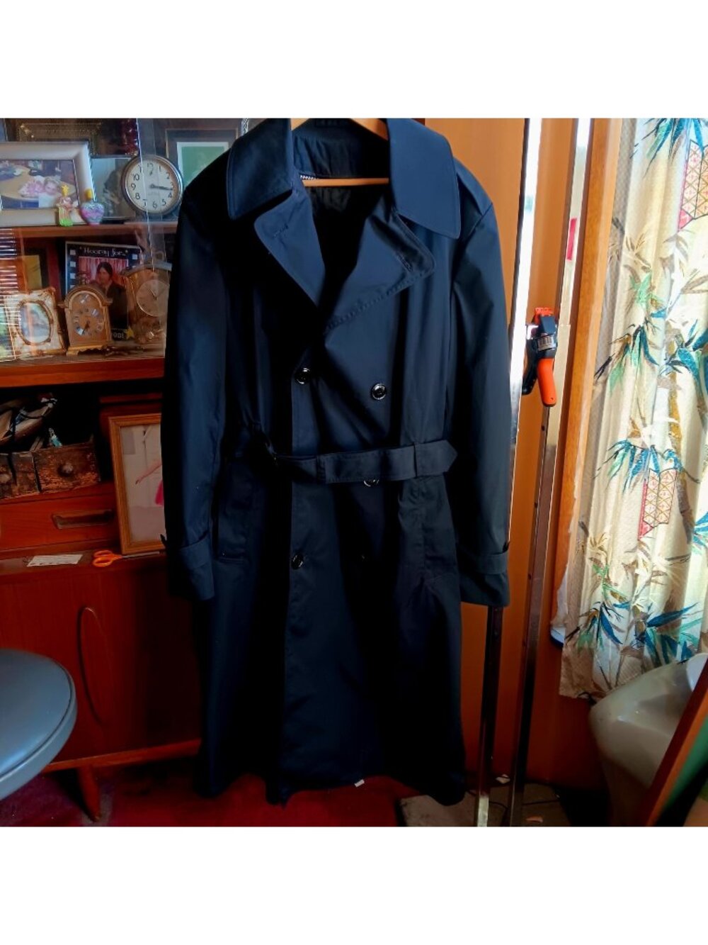 Vintage 80's 40L MT All-Weather Army Trench Coat Black Shade 385 Double-Breasted